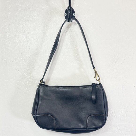 Nine West Y2K Shoulder Bag Prep Rally Small Black Faux Leather Handbag - Picture 2 of 11